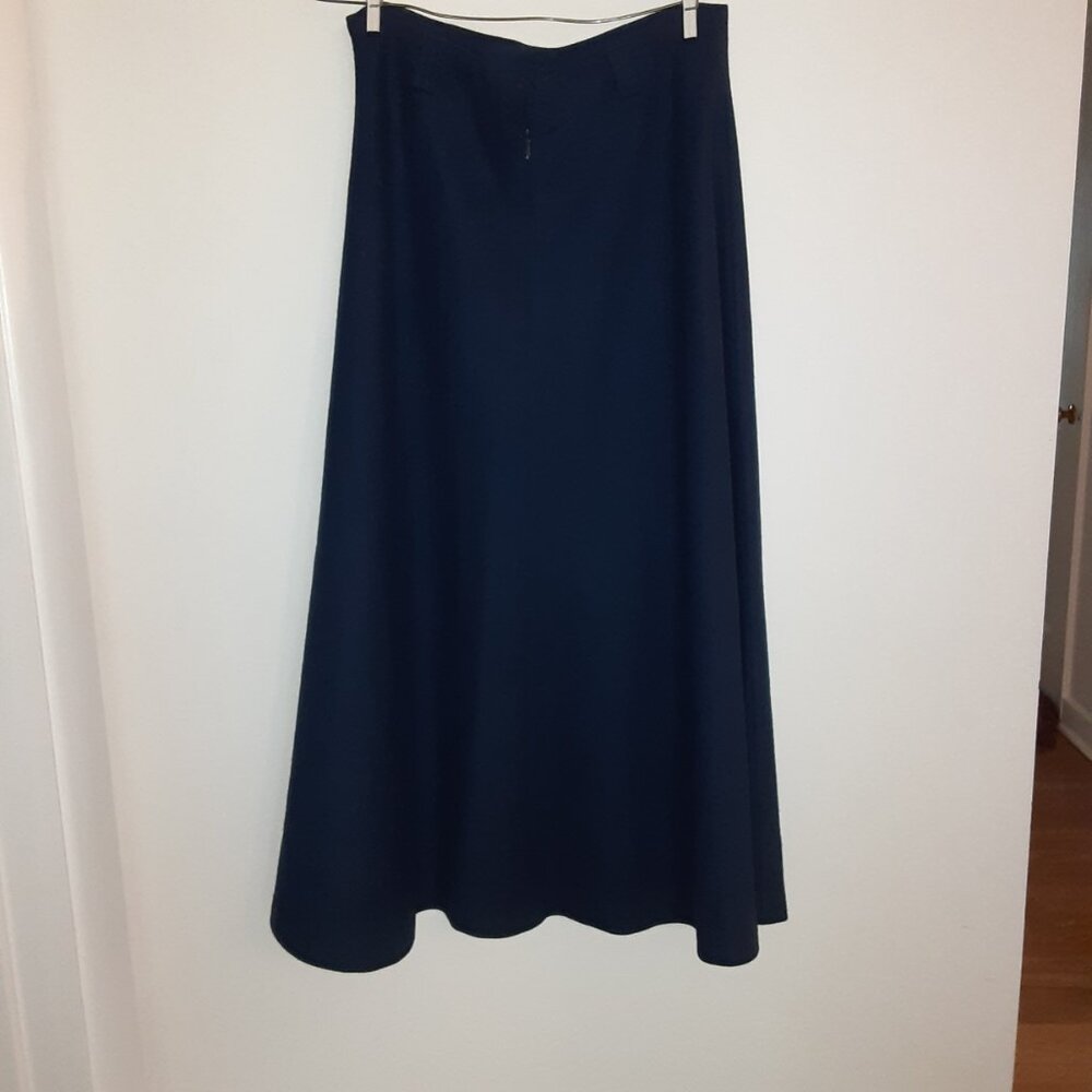 PENDLETON 100% VIRGIN WOOL NAVY BLUE SWING SKIRT 12P MADE IN USA